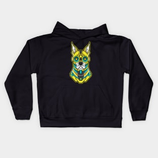 cyborg dog illustration Kids Hoodie